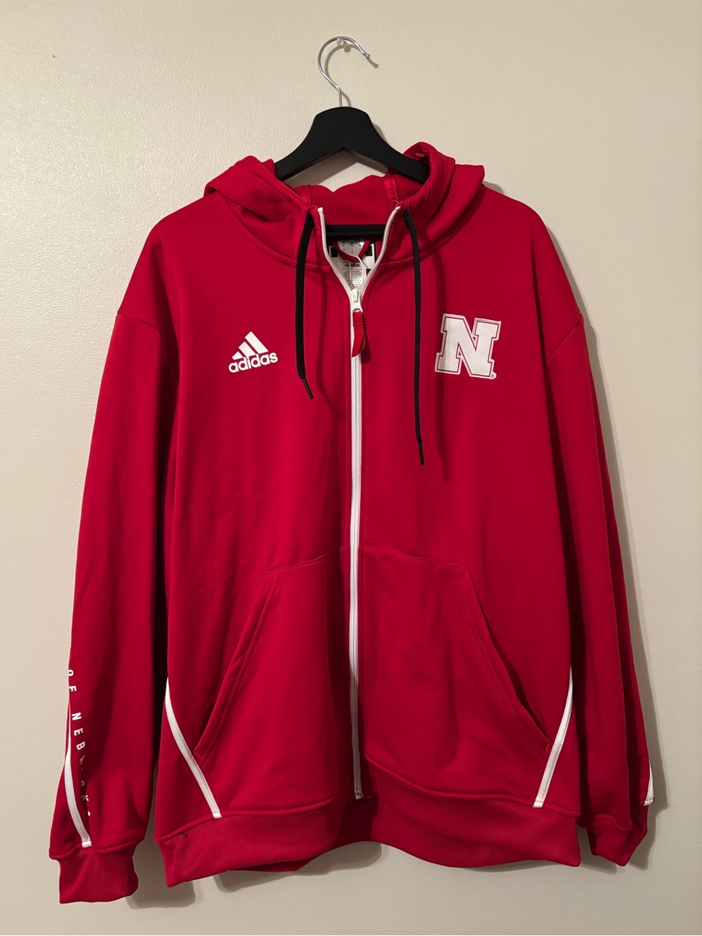 adidas Full-Zip Hooded University of Nebraska Performance Jacket | Size XL